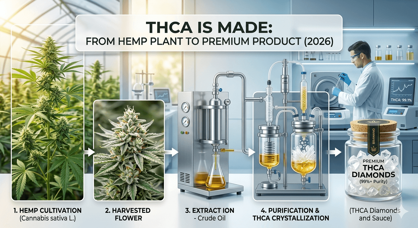 How THCA Is Made From Hemp Plant to Premium Product (2026)