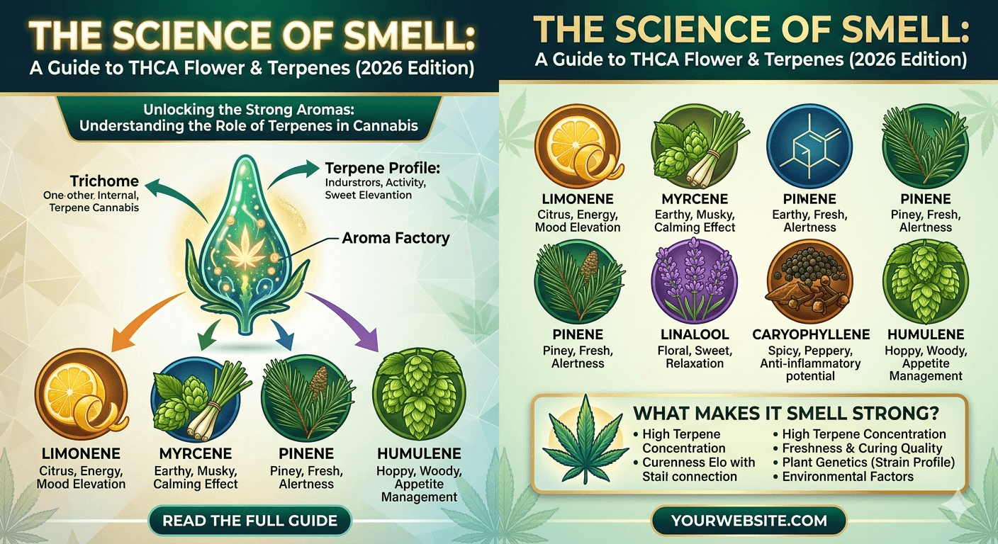 What Makes THCA Flower Smell Strong Full Terpene Guide (2026)